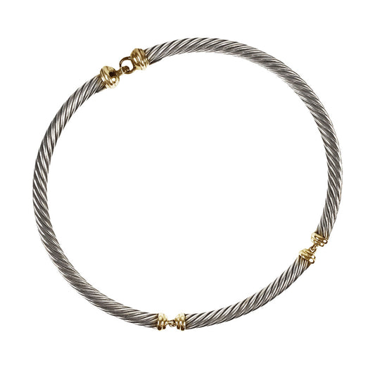 David Yurman Sterling & 14Kt Gold Cable Necklace