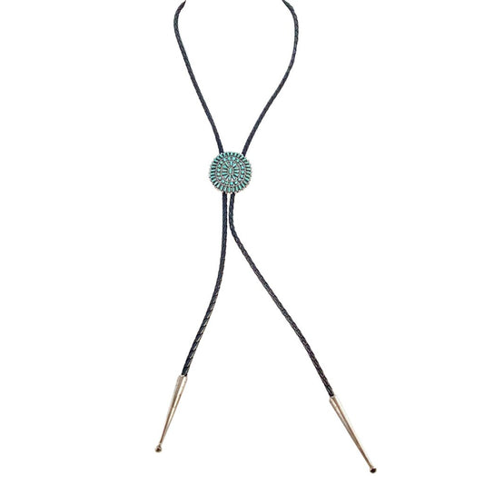 Vintage Zuni Turquoise Petit Point Bolo Tie