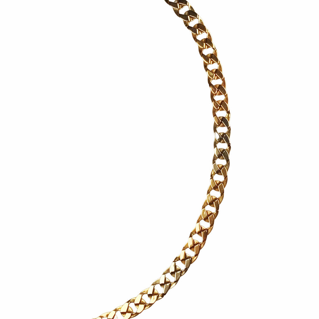 14Kt Three Color Gold Flattened Link Chain Necklace