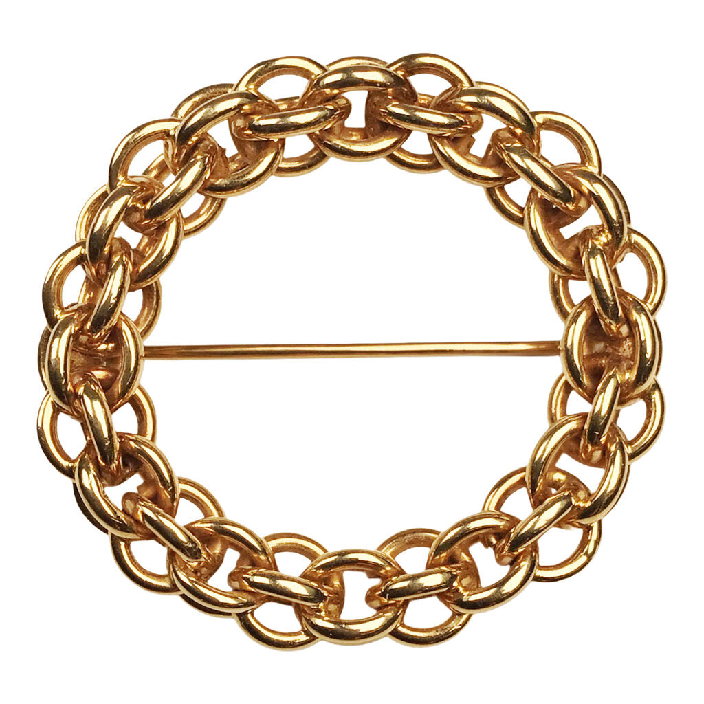 Woven 14Kt Gold Circle Brooch