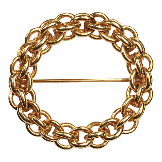 Woven 14Kt Gold Circle Brooch