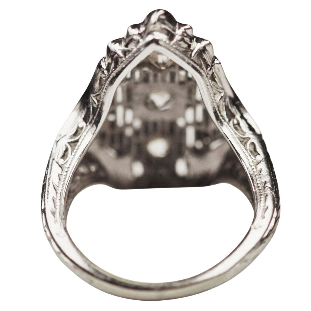 Art Deco Three Stone Diamond Ring in 18Kt White Gold