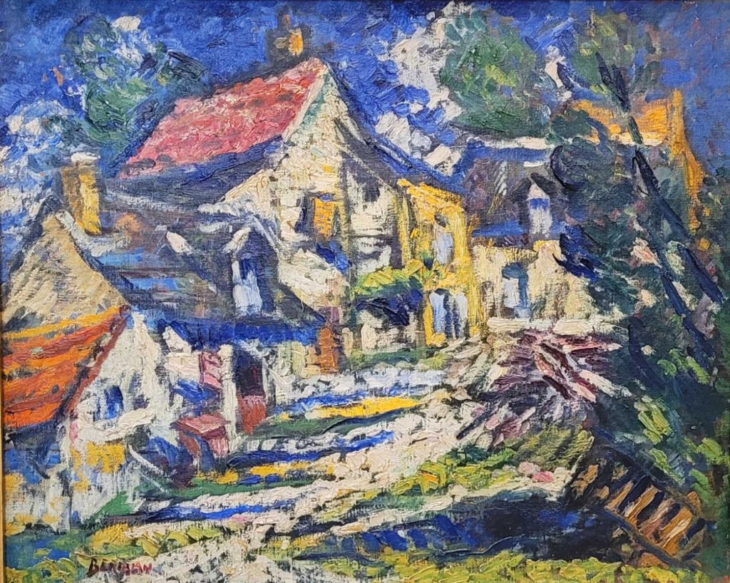 Bertalan. French Village. Oil on Canvas.