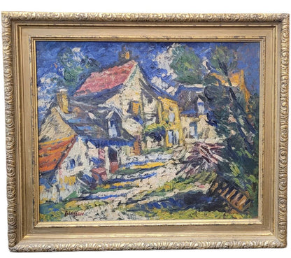 Bertalan. French Village. Oil on Canvas.