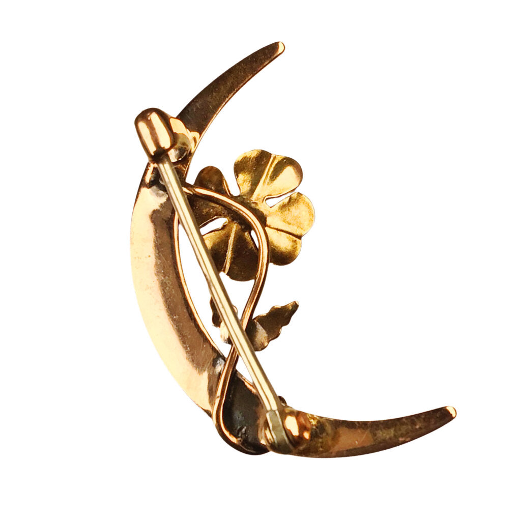 Vintage Pearl Set Brooch in Two Color 10Kt Gold