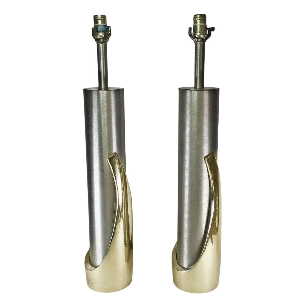 Pair/Laurel Midcentury Cylinder-Form Lamps