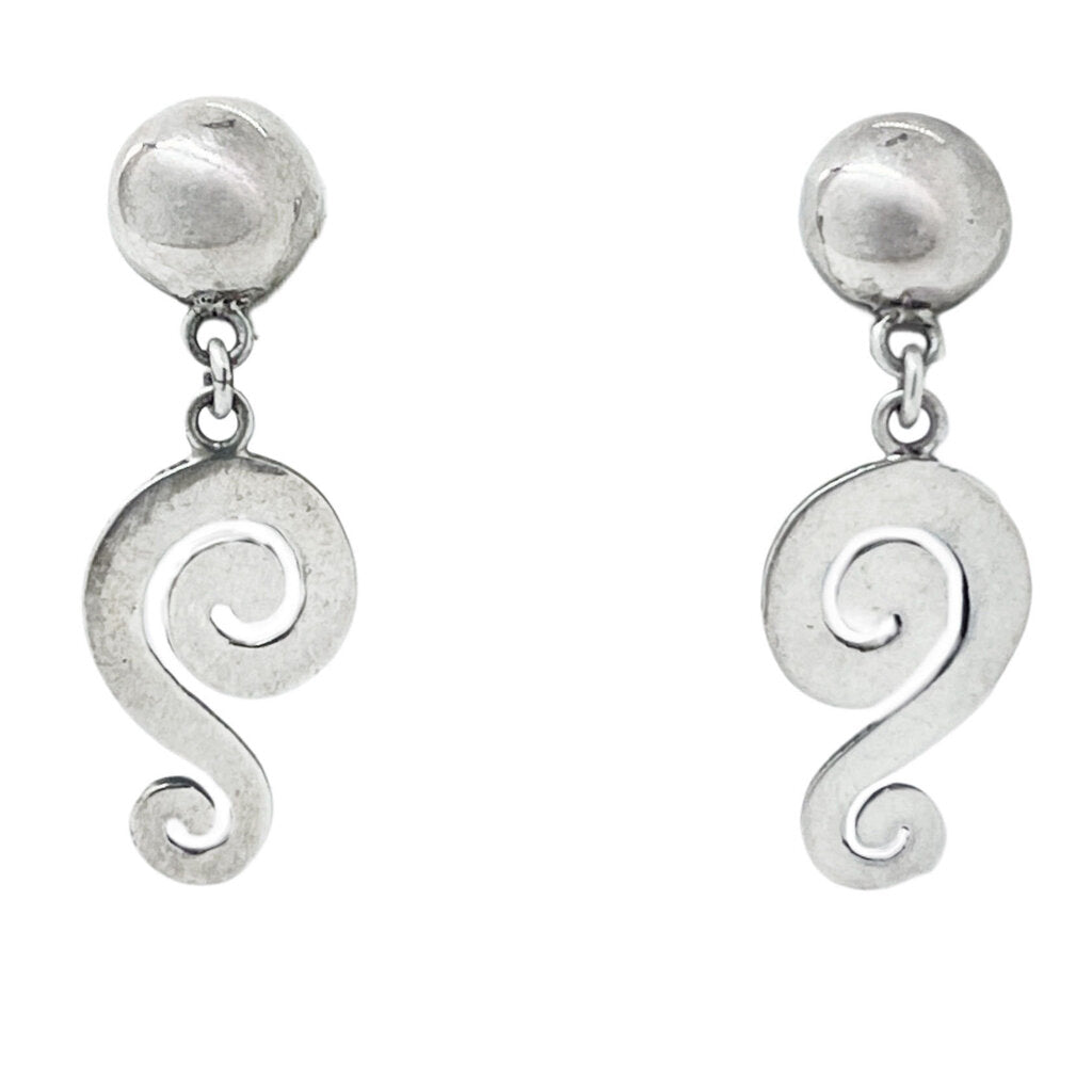 Tibetan Sterling Spiral Dangle Earrings