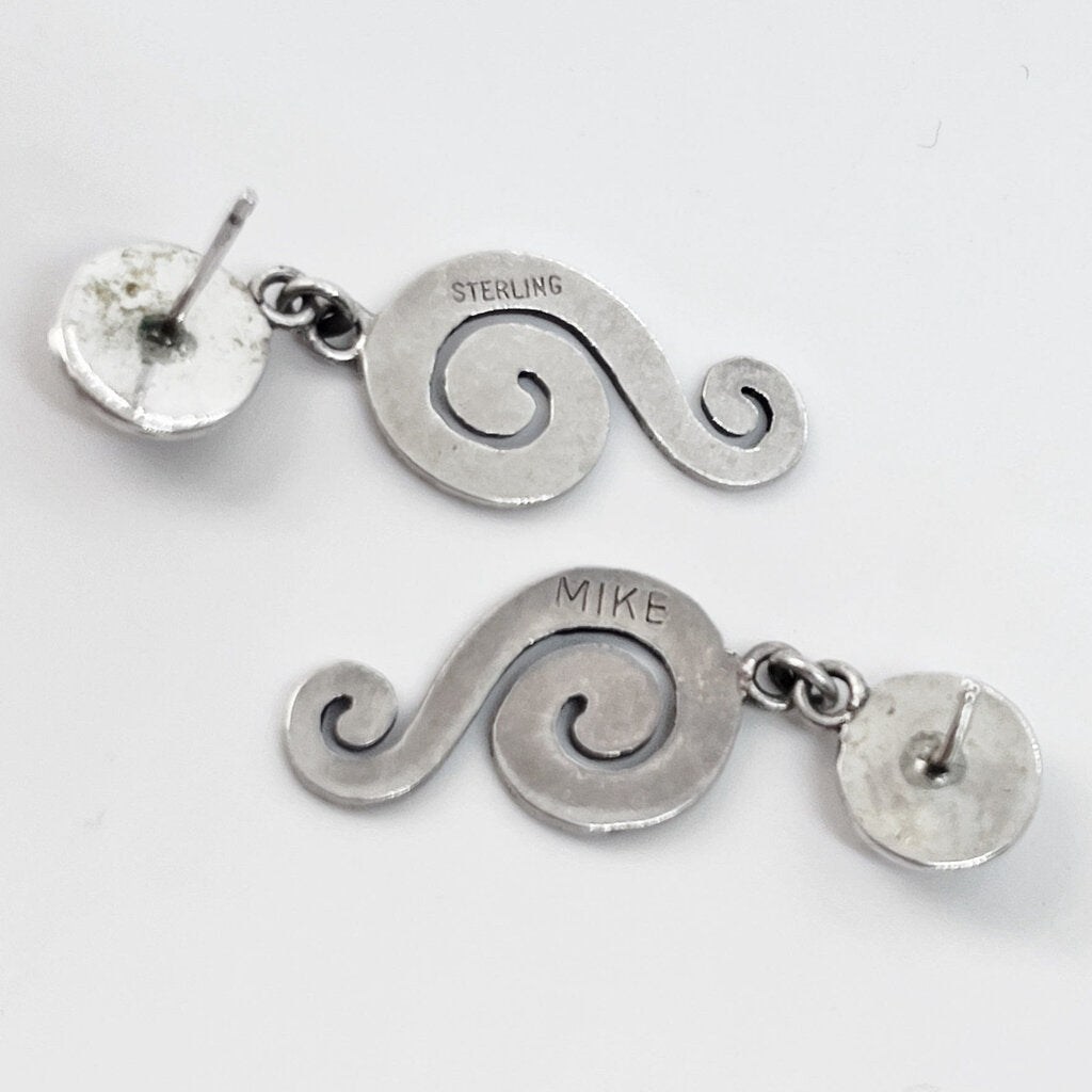 Tibetan Sterling Spiral Dangle Earrings