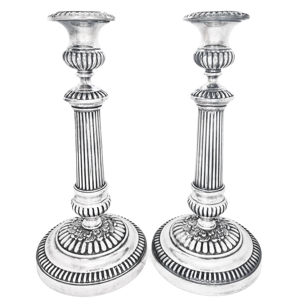 Pair/Fluted Victorian Silverplated Candlesticks