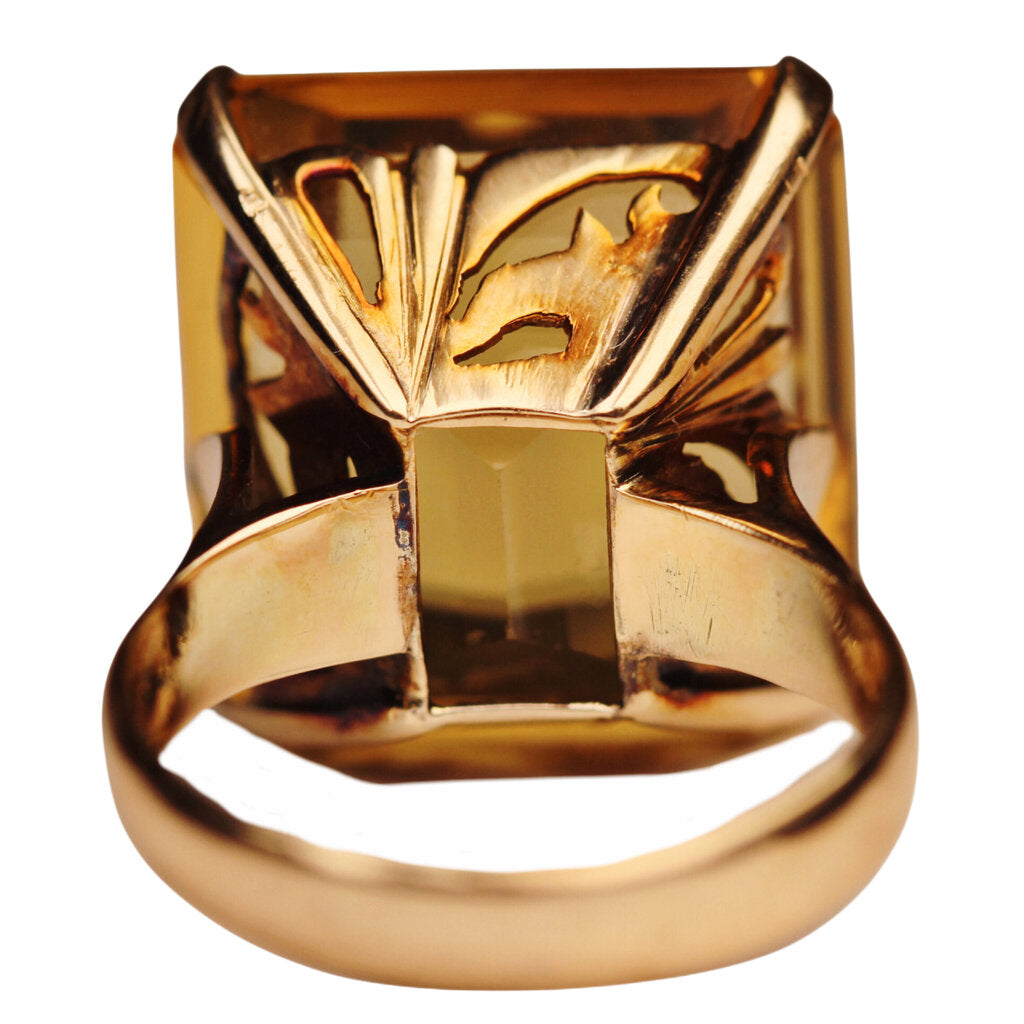 Step Cut Citrine Ring in 14Kt Gold