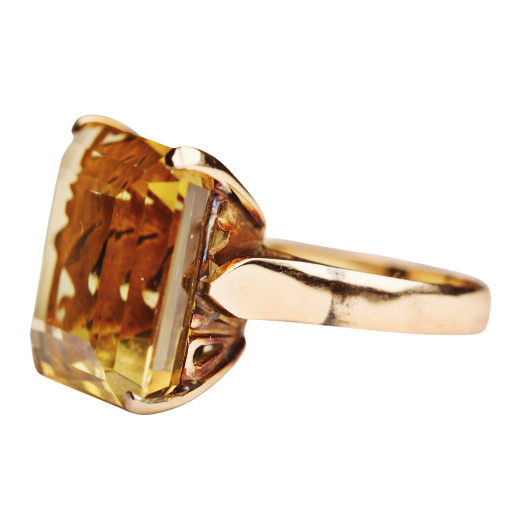 Step Cut Citrine Ring in 14Kt Gold