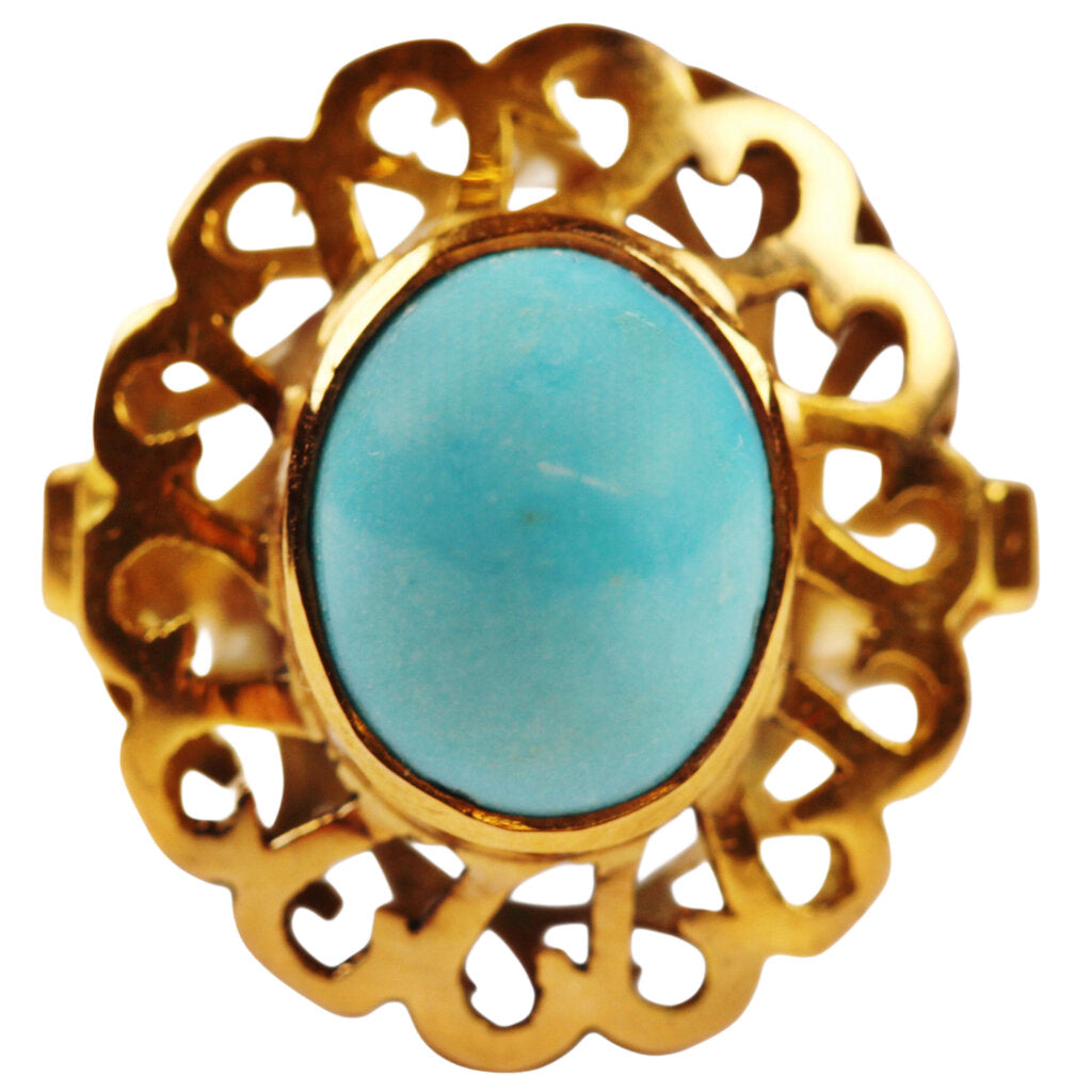 Turquoise Cabochon Ring in 18Kt Gold