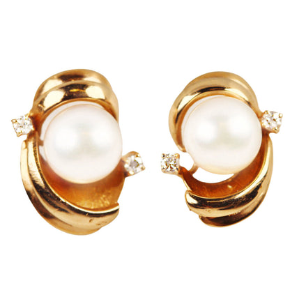 Pearl & Diamond Earrings in 14Kt Gold