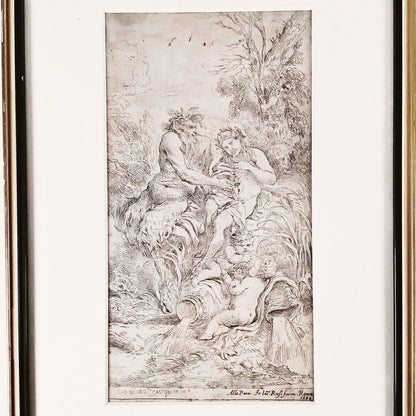 Giovanni Castiglione, Pan & Dionysus. Etching, 1648.