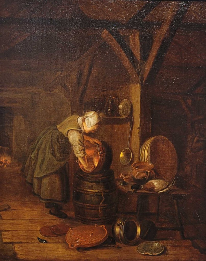 Follower of David Teniers, Kitchen Scene. Oil on Canvas.