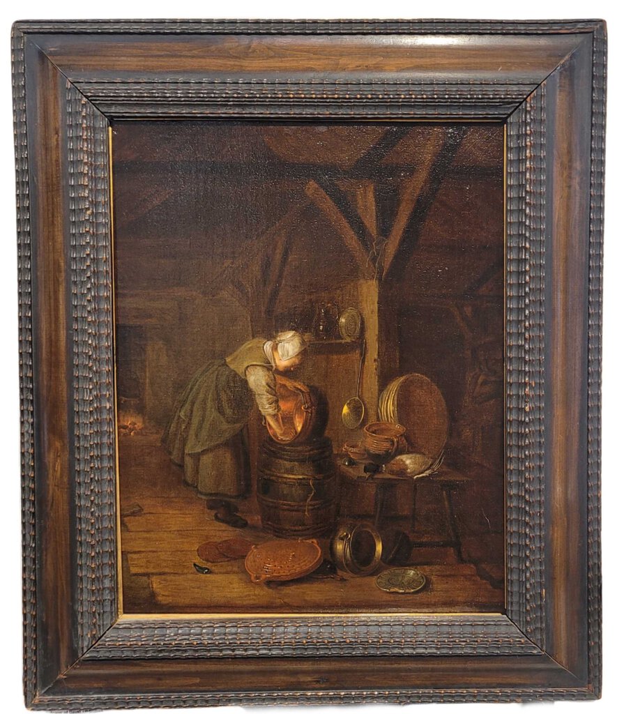 Follower of David Teniers, Kitchen Scene. Oil on Canvas.