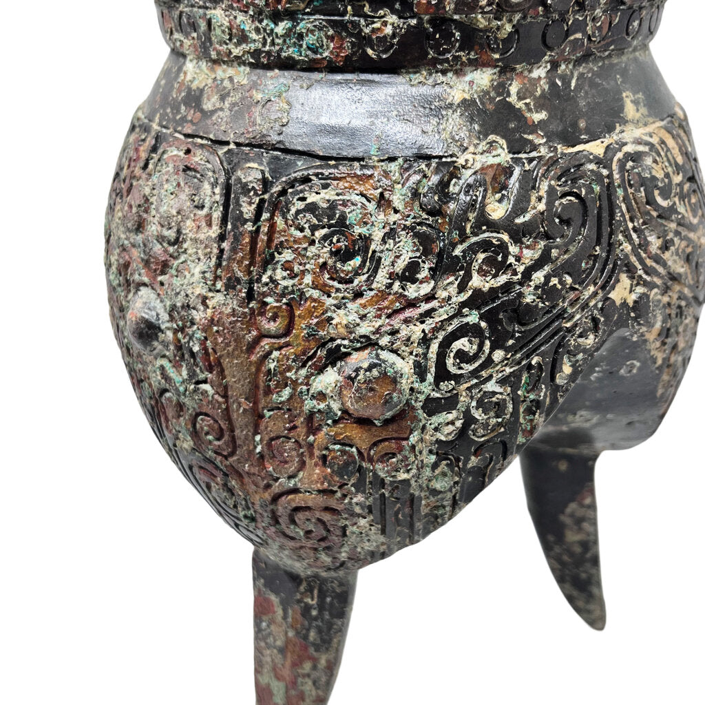 Archaic Bronze Chia Tripod Wine Vessel Zhou Dynasty Period Style