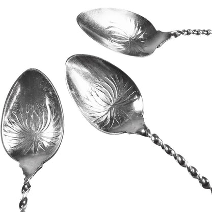 8 Whiting Sterling Demitasse Spoons w/Pierced Rose Decoration