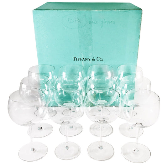 12 Blown Glass Balloon Wine Glasses, Retailed by Tiffany