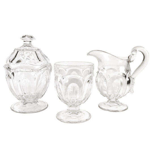 3pc. EAPG Barrel Loop Creamer, Sugar, & Spooner, 19th c.