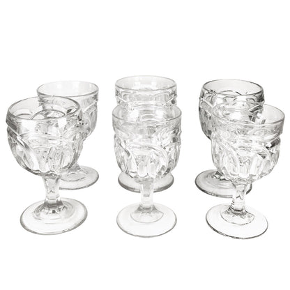 6pc. EAPG Wedding Ring Goblets, One Flint Glass