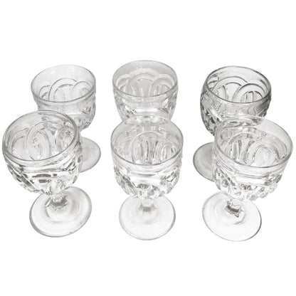 6pc. EAPG Wedding Ring Goblets, One Flint Glass