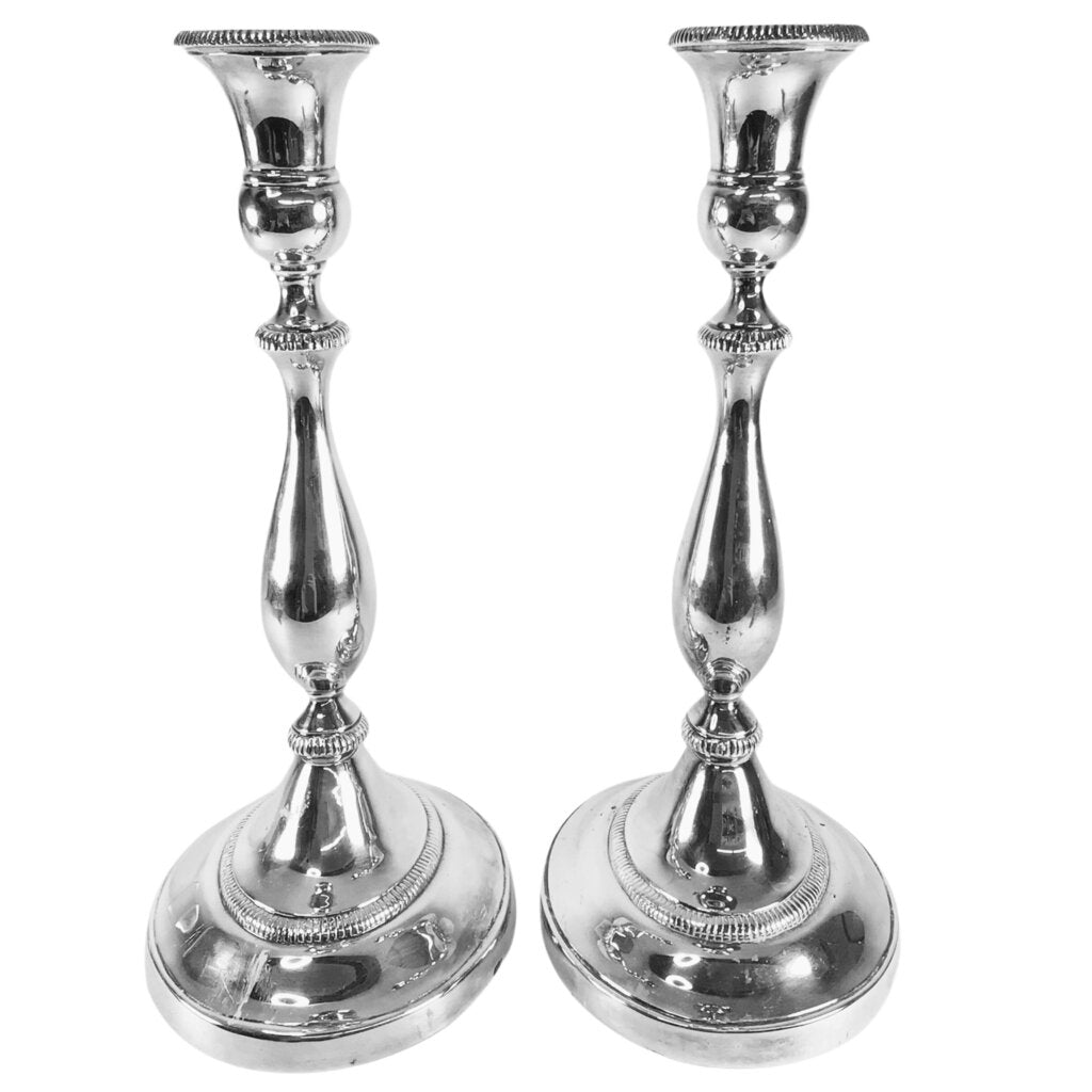 Pair/Regency-Style Silverplated Candlesticks