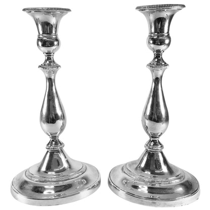 Pair/Regency-Style Silverplated Candlesticks