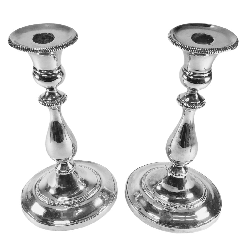 Pair/Regency-Style Silverplated Candlesticks