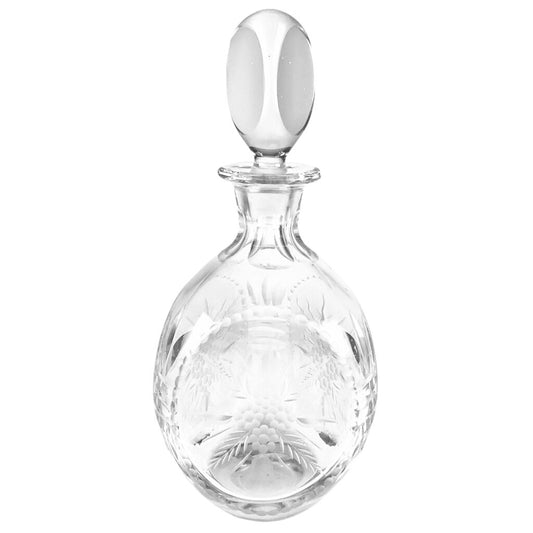 Handblown Cut Glass 3-Sided "Pinch" Decanter