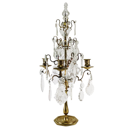 Antique Crystal & Brass Girandole