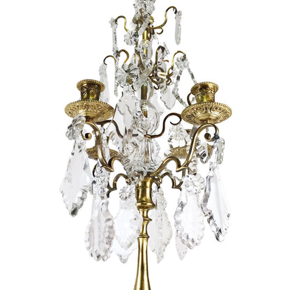 Antique Crystal & Brass Girandole