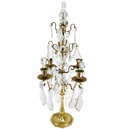 Antique Crystal & Brass Girandole