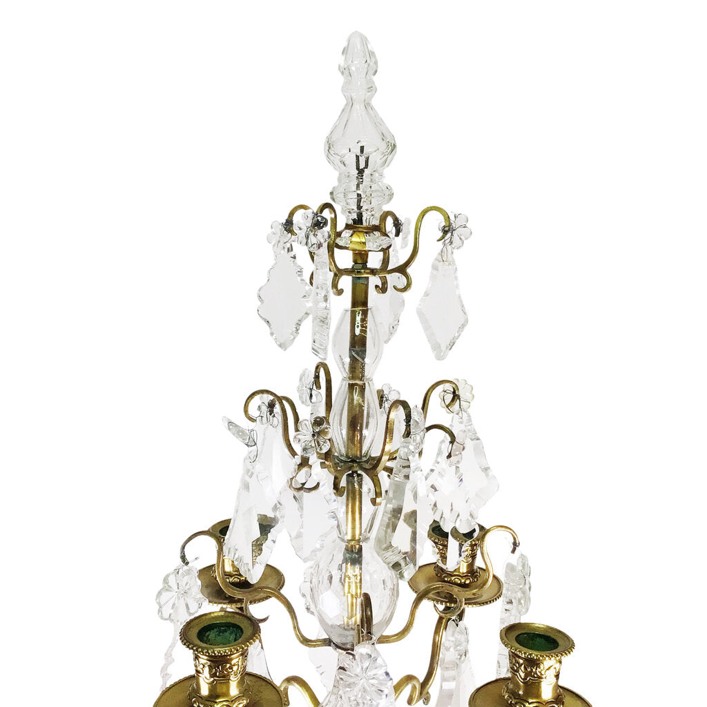 Antique Crystal & Brass Girandole