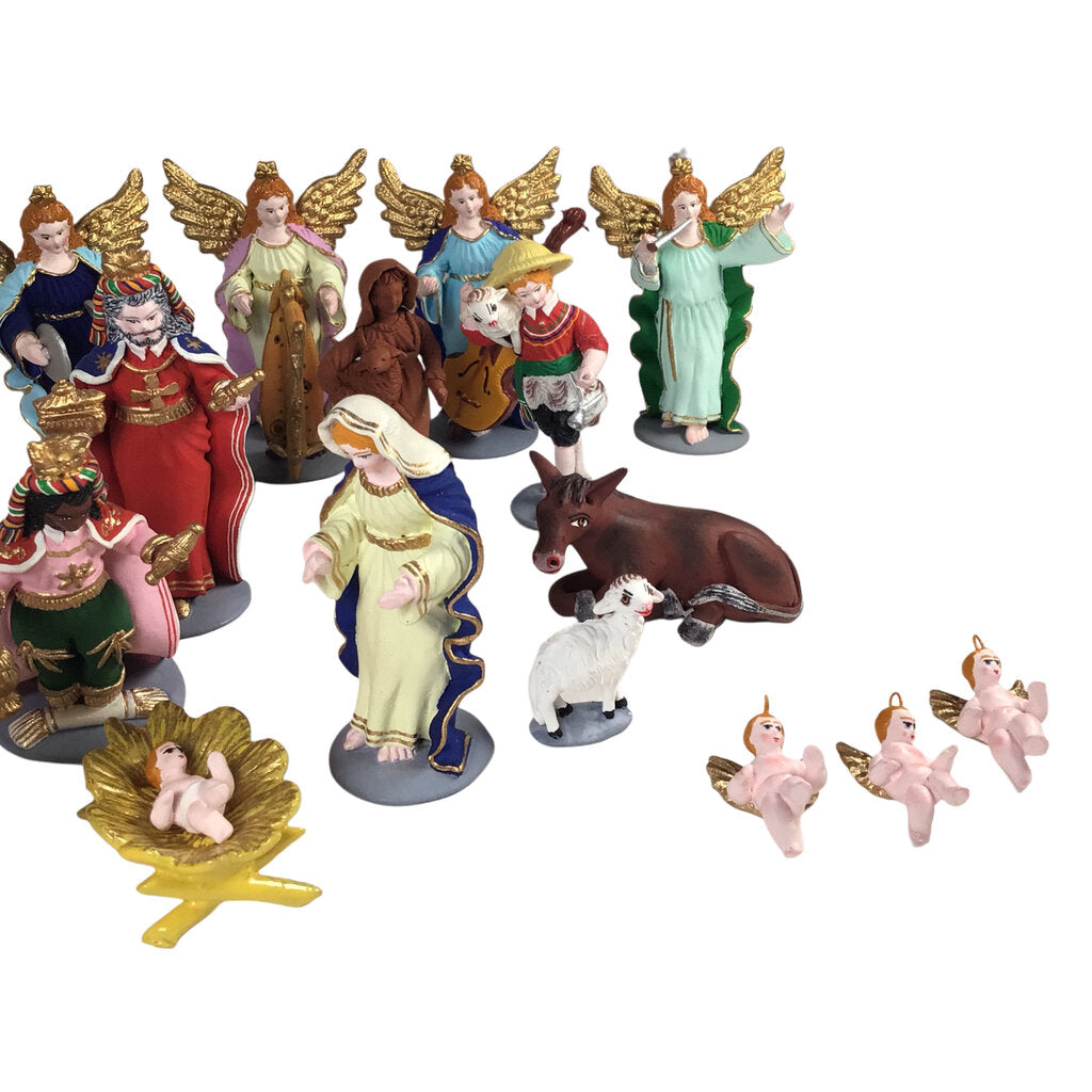 24pc. Florencio Rodenas Polychrome Ceramic Nativity Set, ca. 1970s