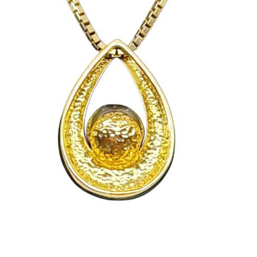 14Kt Gold Tahitian Pearl Pendant with Box Link Chain