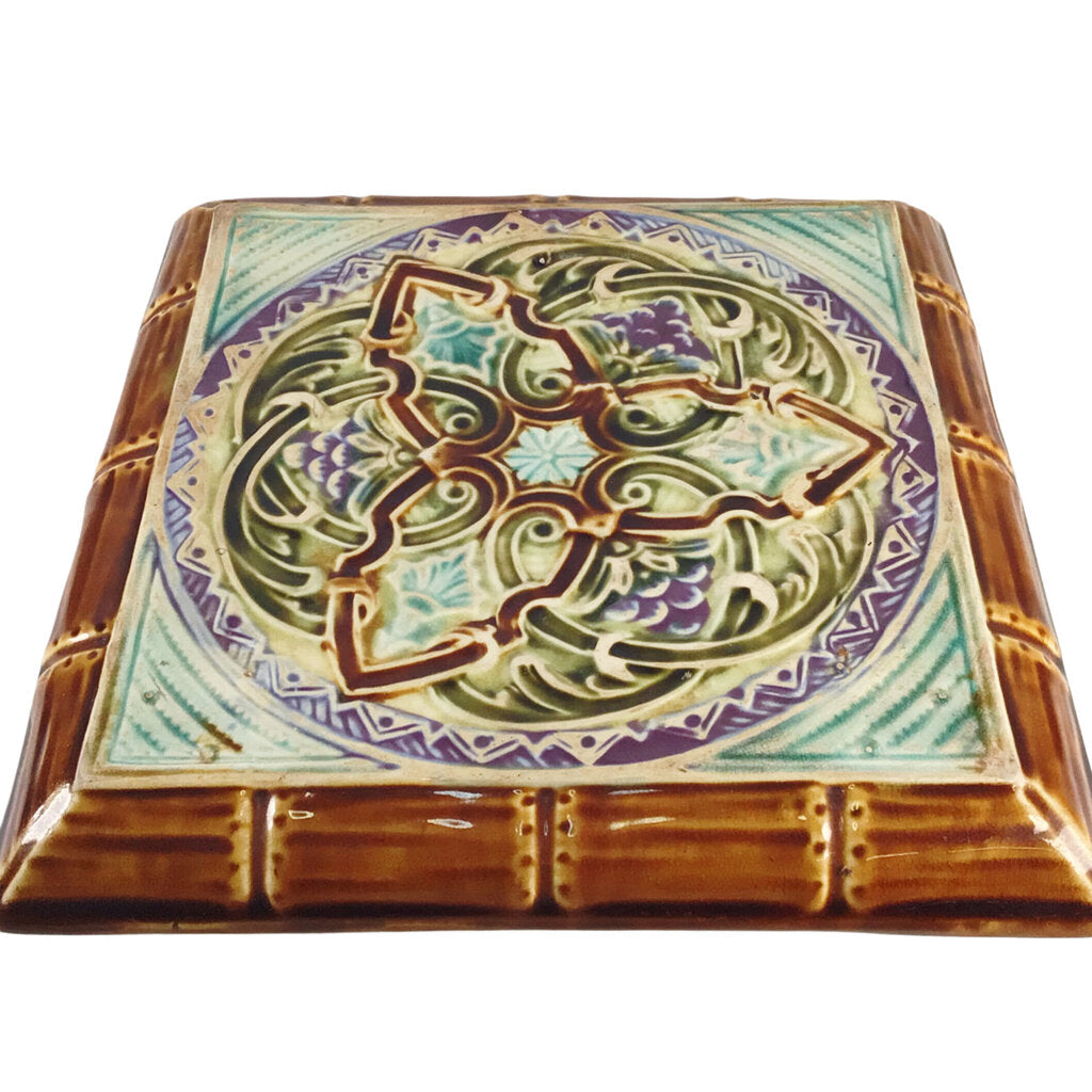 Majolica Trivet w/Bamboo-Form Border