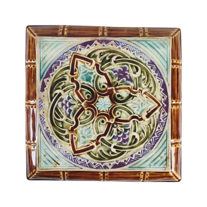 Majolica Trivet w/Bamboo-Form Border