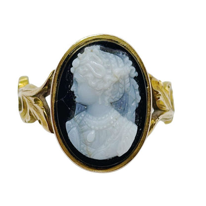 14K Yellow Gold (Tested) Hard Stone Cameo Ring