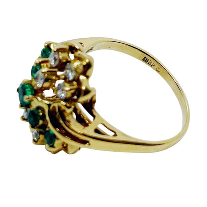 14Kt Gold Ring w/ Emeralds & Diamonds