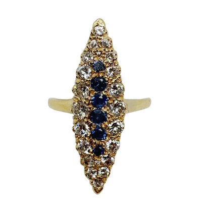 Antique 14Kt Yellow Gold Ring w/ Sapphires & Diamonds