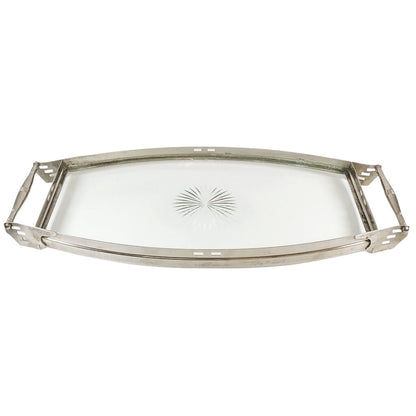 German Art Deco Chrome & Cut Glass Tray