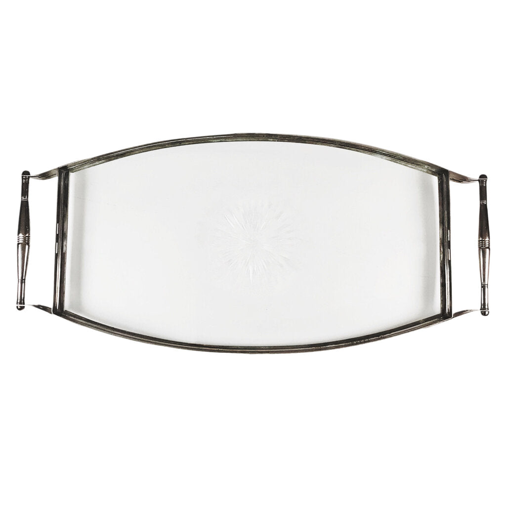 German Art Deco Chrome & Cut Glass Tray