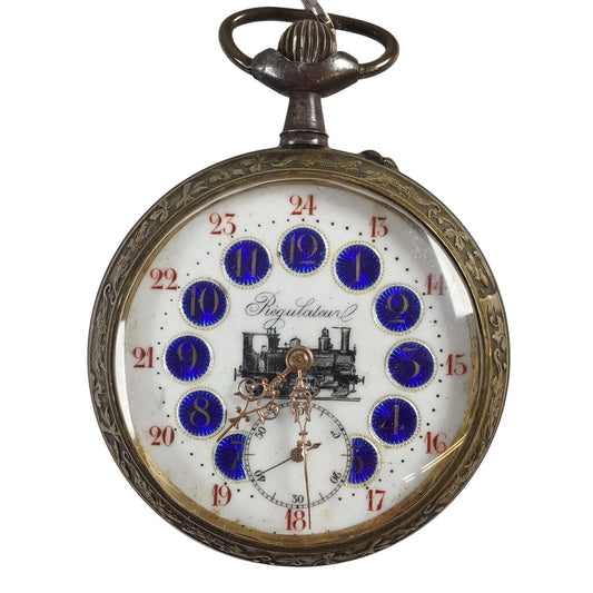 Railroad-Type Brass-Cased Regulateur Pocket Watch, early 20th c.