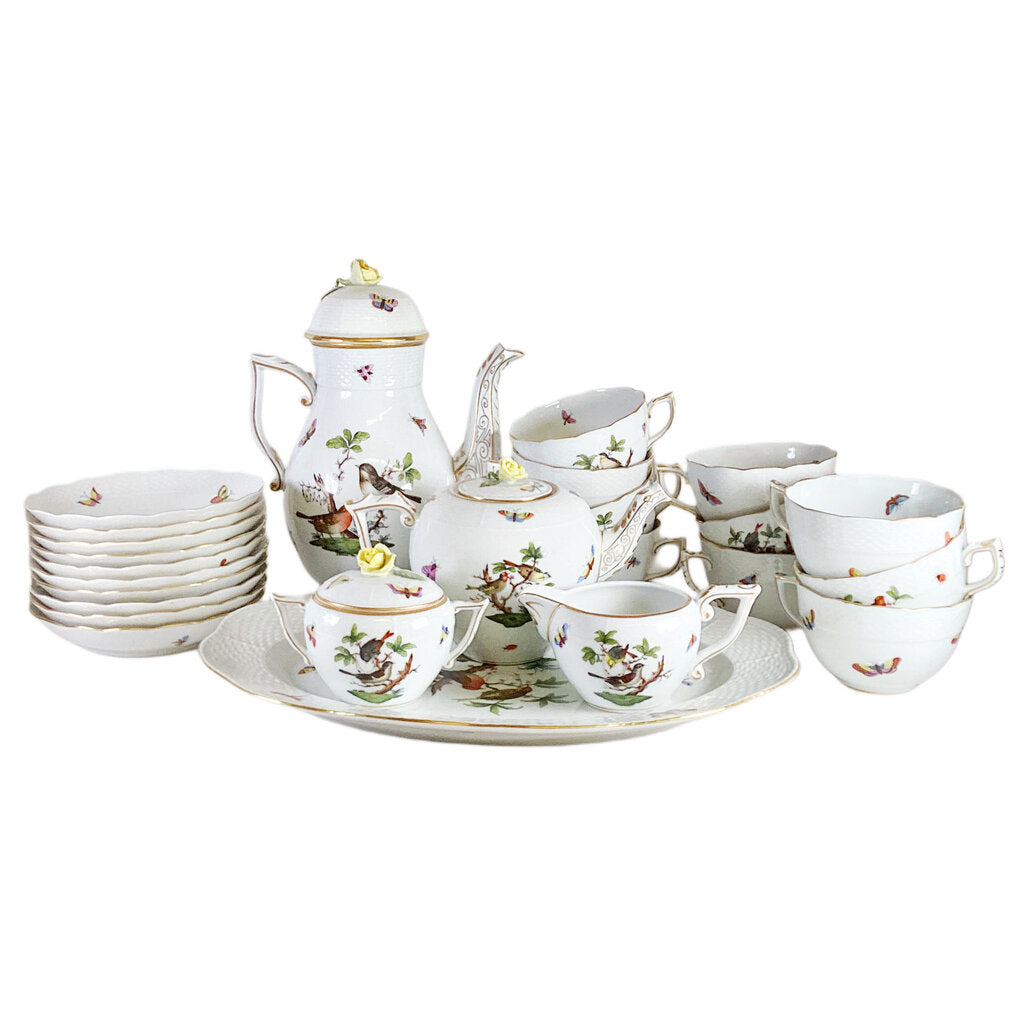25pc. Herend "Rothschild Bird" Tea & Coffee Service for 10