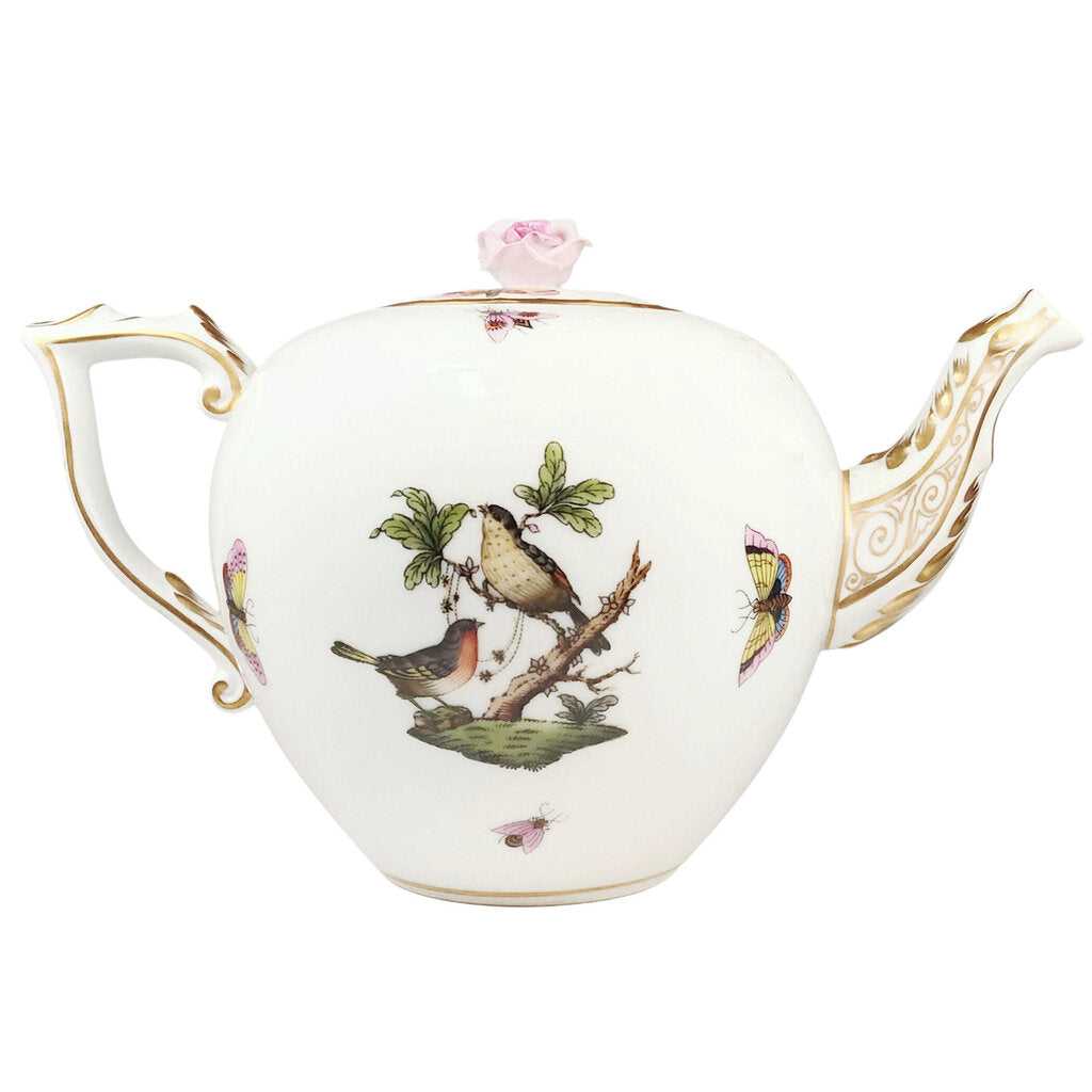 Herend "Rothschild Bird" Pink Rose Teapot