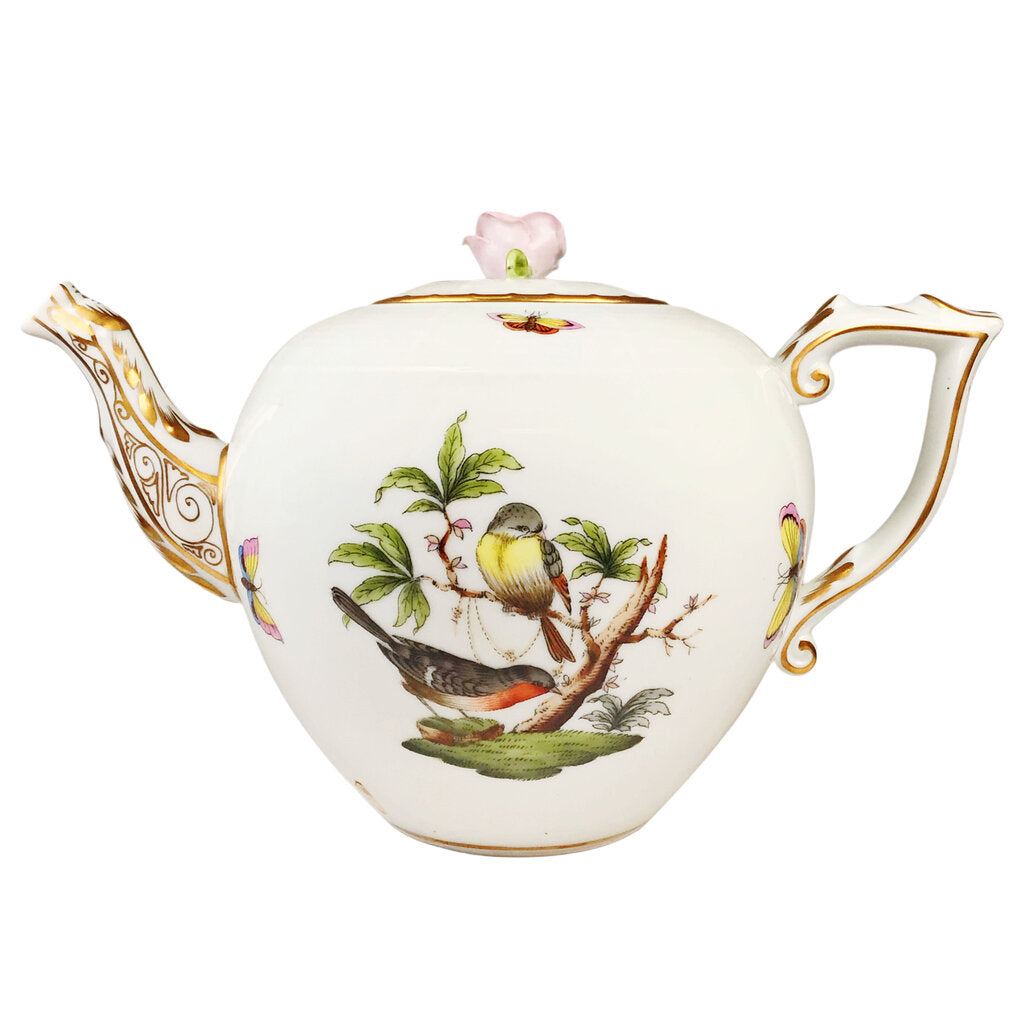 Herend "Rothschild Bird" Pink Rose Teapot