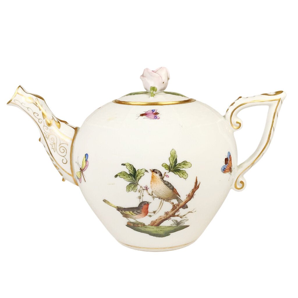 Herend "Rothschild Bird" Small Pink Rose Teapot