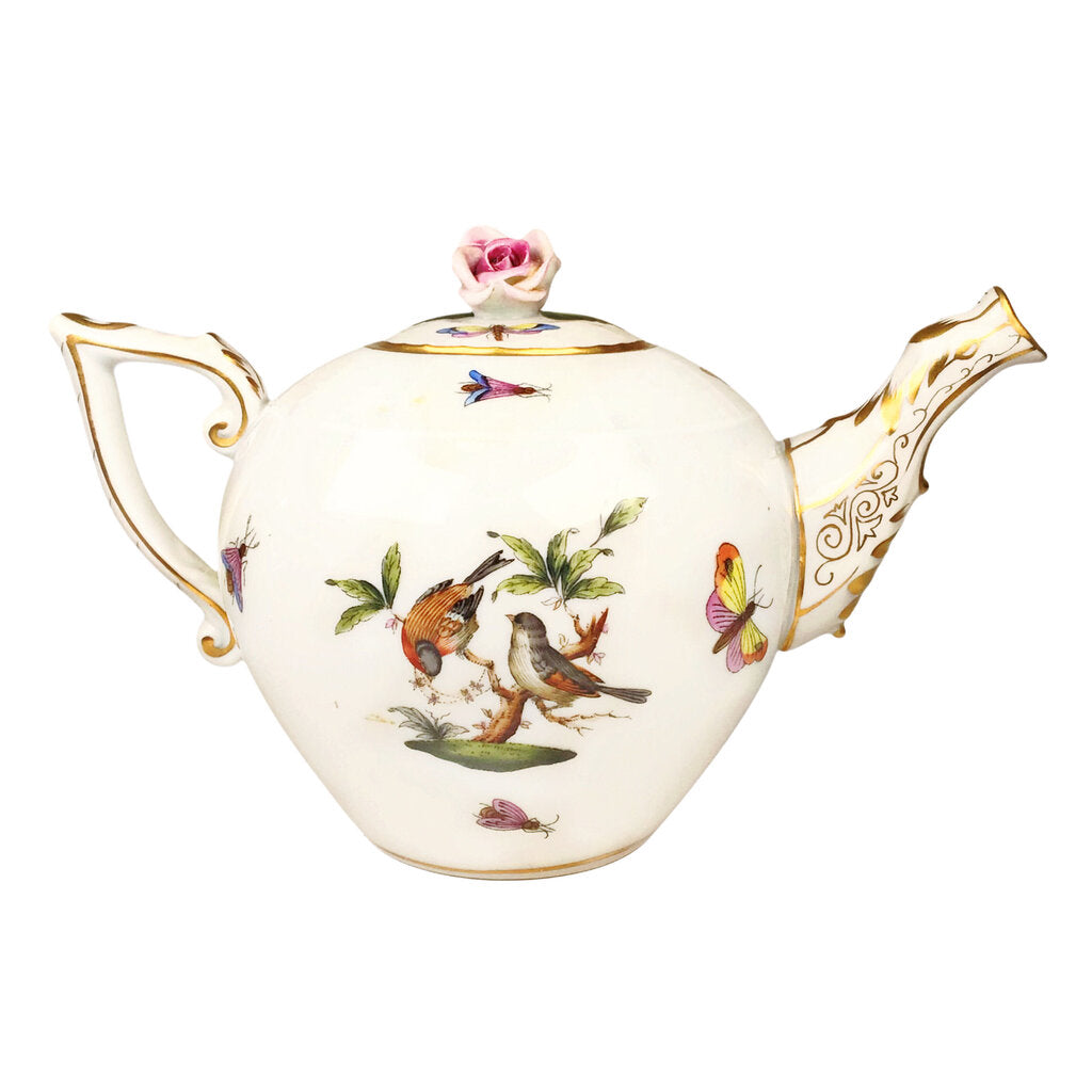 Herend "Rothschild Bird" Small Pink Rose Teapot