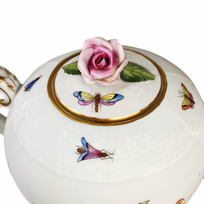 Herend "Rothschild Bird" Small Pink Rose Teapot